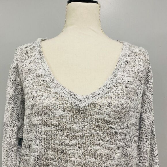 SPLENDID S Women’s Oversized Sweater Gray White Chunky Open Knit Boxy Beachy USA - Picture 2 of 16